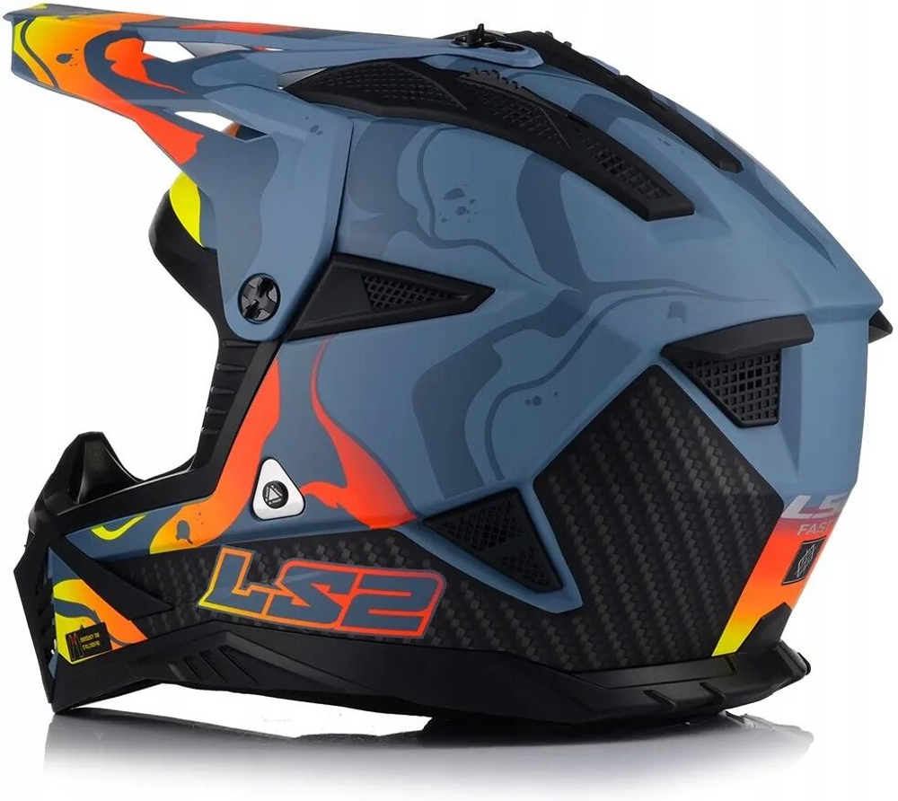 Мотошлем LS2 MX708 Fast II Wash, темно-серый, матовый