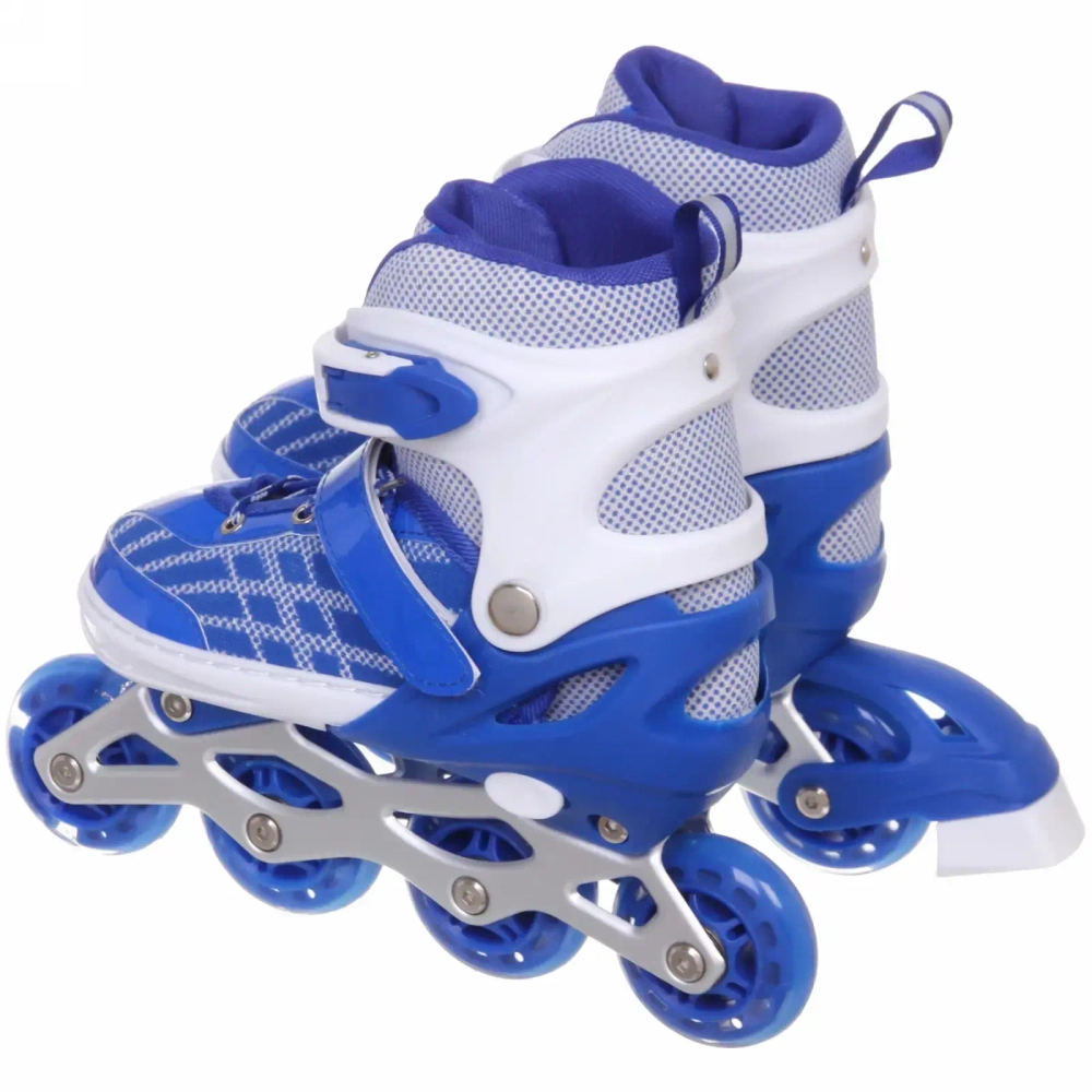 Коньки раздвижные, ледовые с роликовым блоком Ice Line Z4, синий-белый (pазмер 29-33)