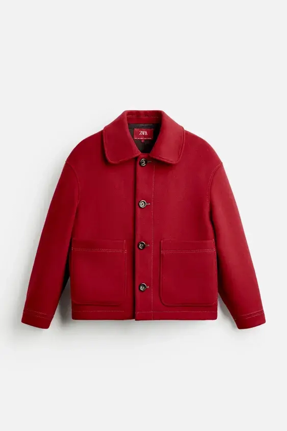 ZARA Х HARRY LAMBERT ШЕРСТЯНАЯ КОРОТКАЯ КУРТКА, КРАСНЫЙ