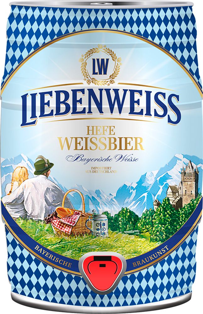 Пиво Либенвайс Хефе-Вайсбир / Liebenweiss Hefe Weissbier 5л - бочонок