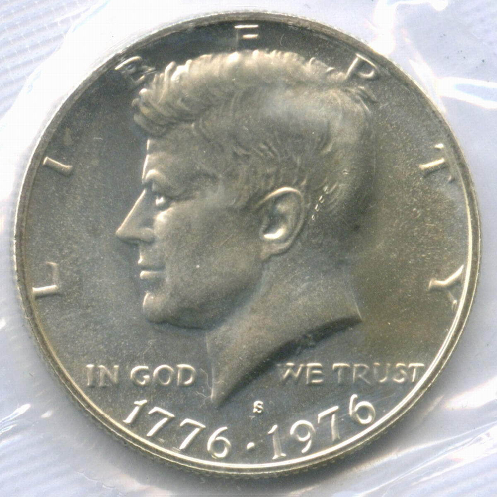 Набор 1, 1/2 и 1/4 доллара 1976 год (S). США. 200-летие Декларации независимости. Серебро. UNC в родной запайке и конверте