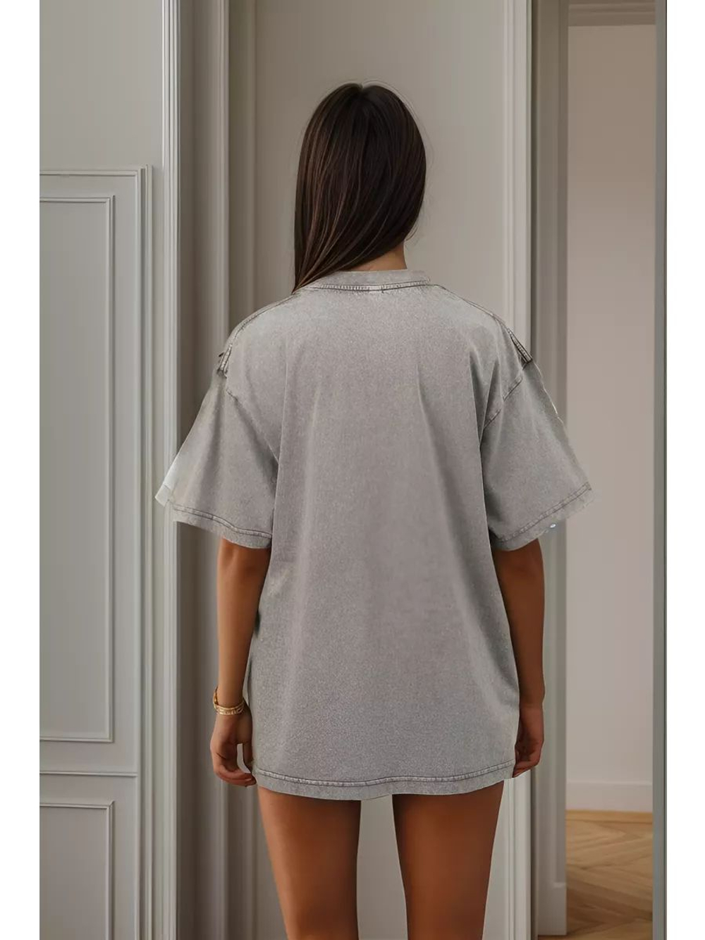 Футболка варенка оверсайз серая больших размеров