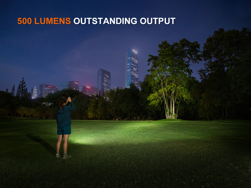 Фонарь Fenix HL17R белый, 500 люмен, дальний, ближний и красный свет, до 100 метров луч, до 96 часов