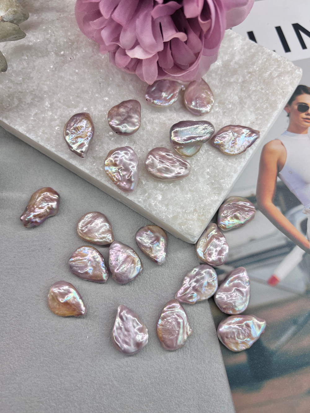 Натуральный жемчуг неправильной формы 20*15 мм, розовый, штука