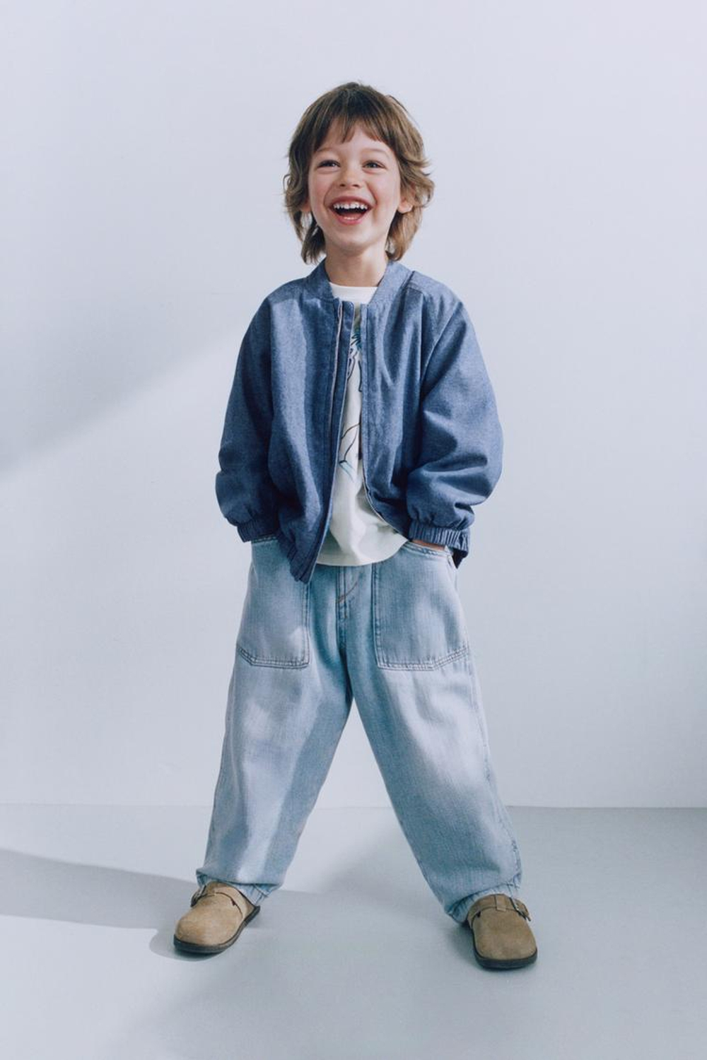 ZARA ДЖИНСЫ BAGGY FLUIDO, ГОЛУБОЙ