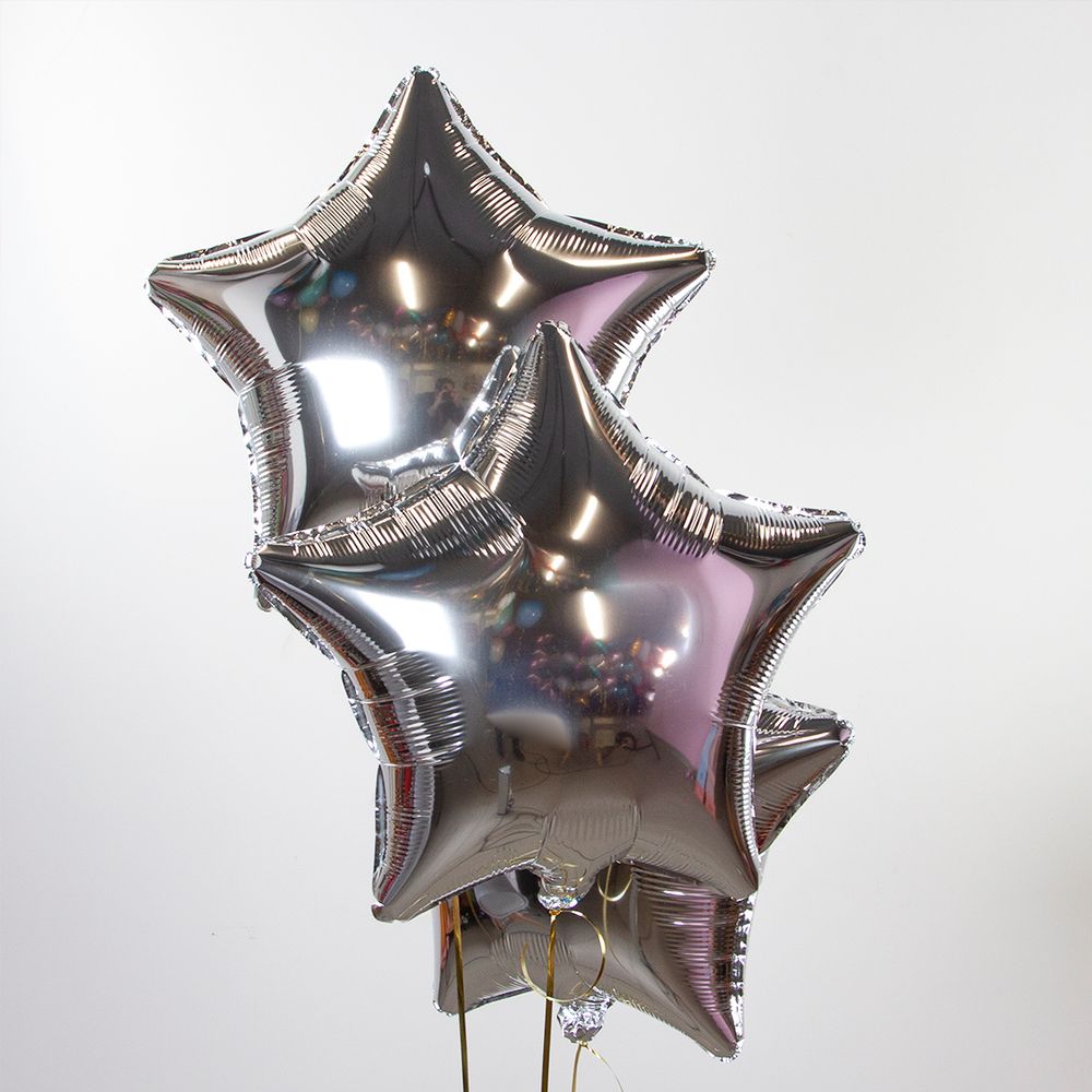 Шар (18"/46 см) Звезда, Серебро 1 шт.