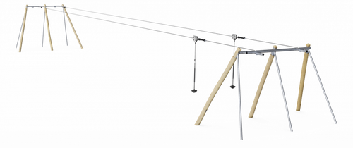 Двойная канатная дорога с разновеликими столбами