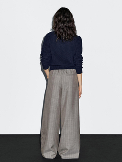 Massimo Dutti Брюки в тонкую полоску из 100% шерсти, серо-бежевый