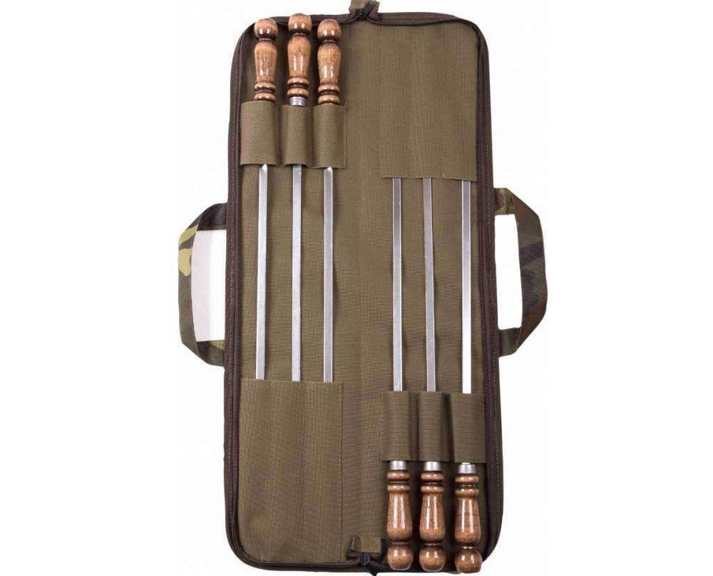 Набор шампуров "Шар малый" в колчане, 6шт 580 (400)*10*2,5мм с деревянной лакированной ручкой