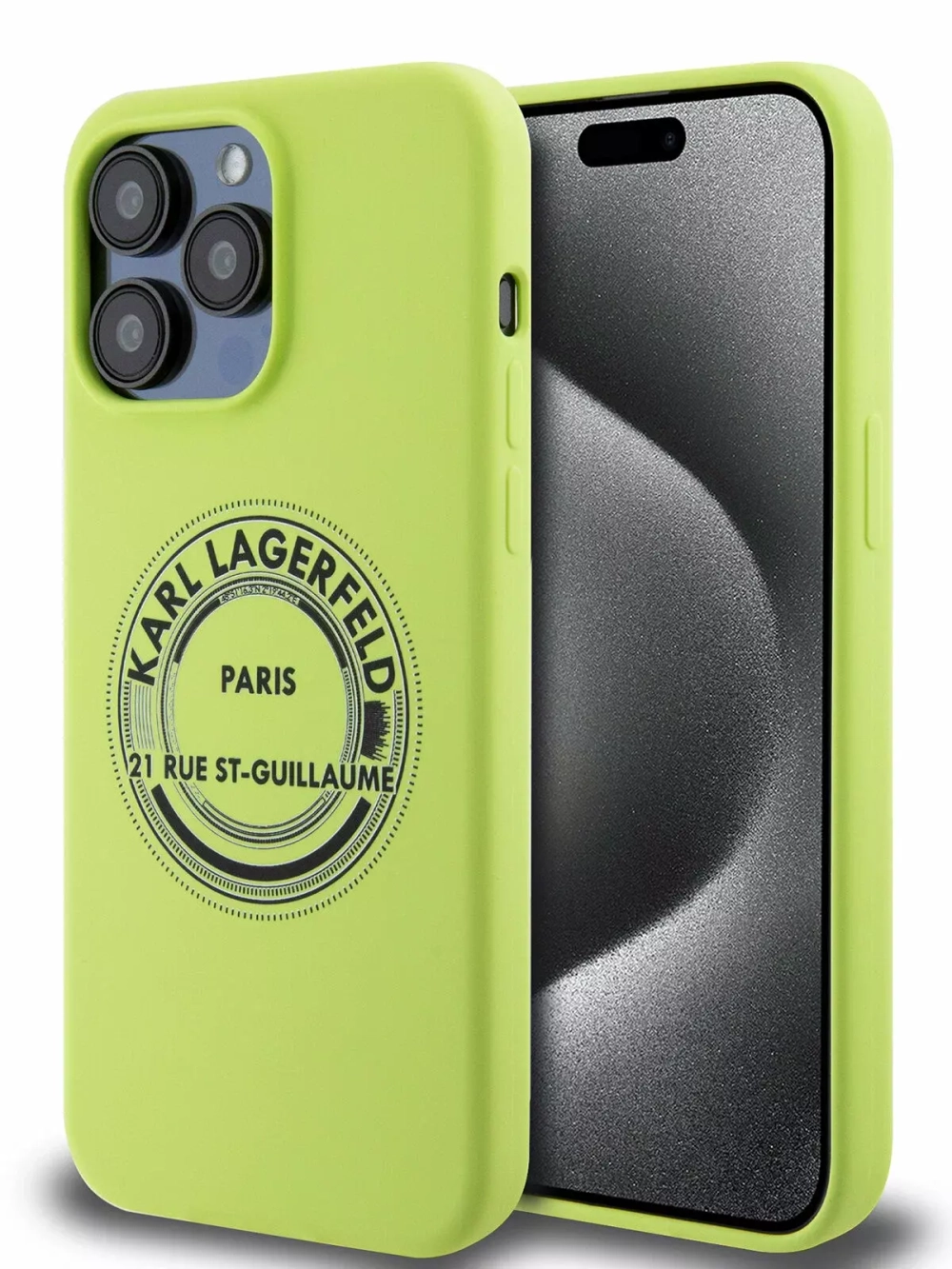 Чехол Karl Lagerfeld Liquid Silicone Round Logo для iPhone 15 Pro Green (Зелёный)