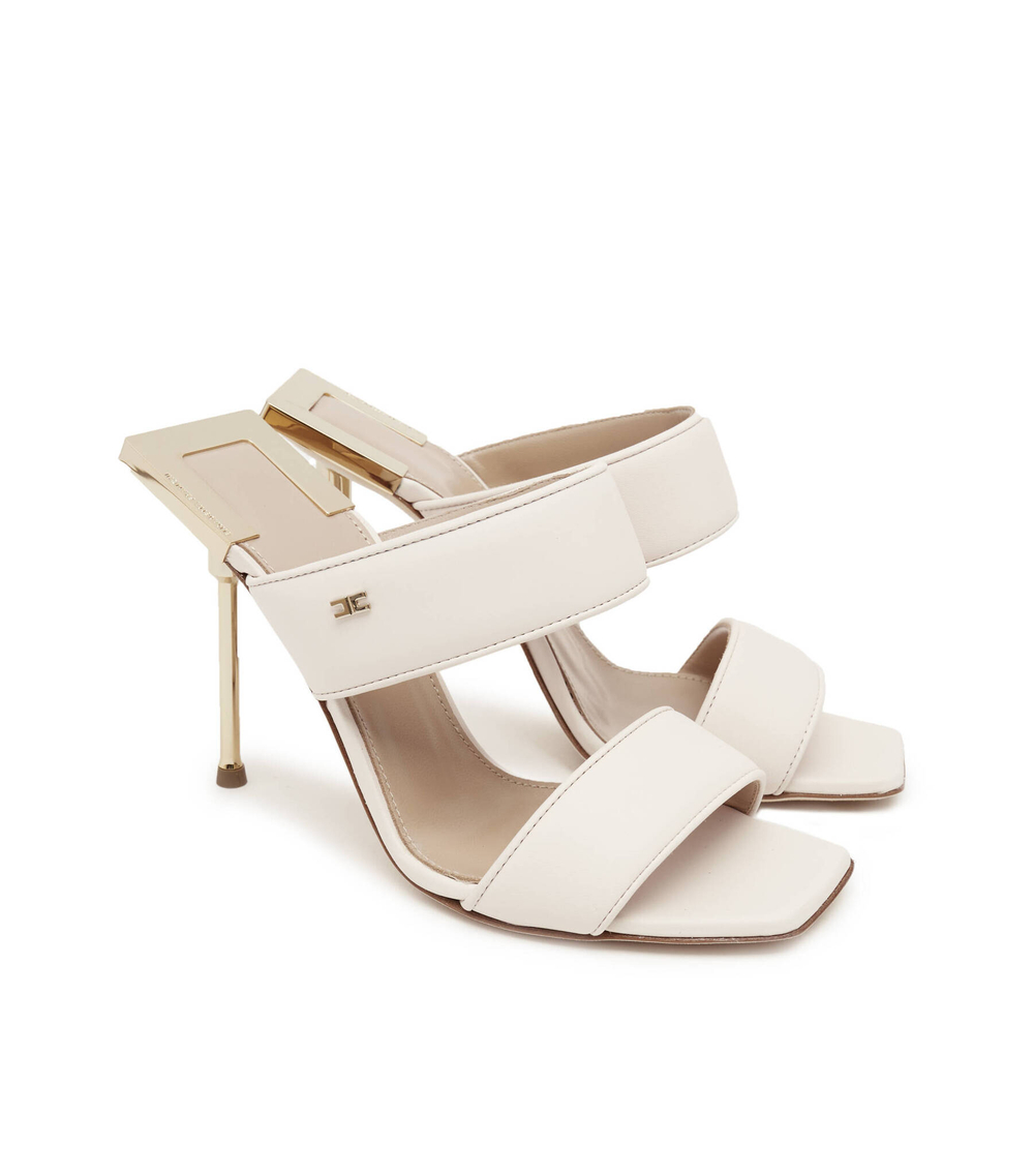 Кожаные босоножки на шпильках Elisabetta Franchi - белый(SA66L32E2)