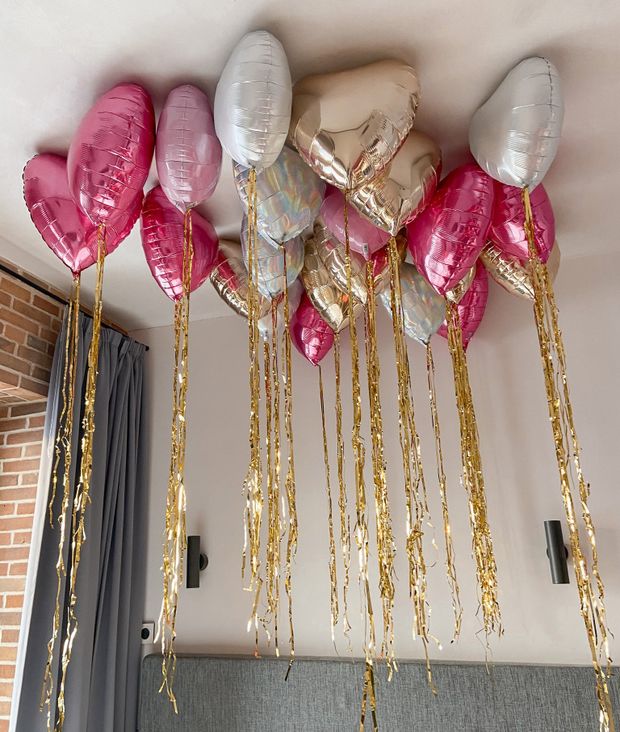 Воздушные шары №4798 (22 сердца с дождиком)