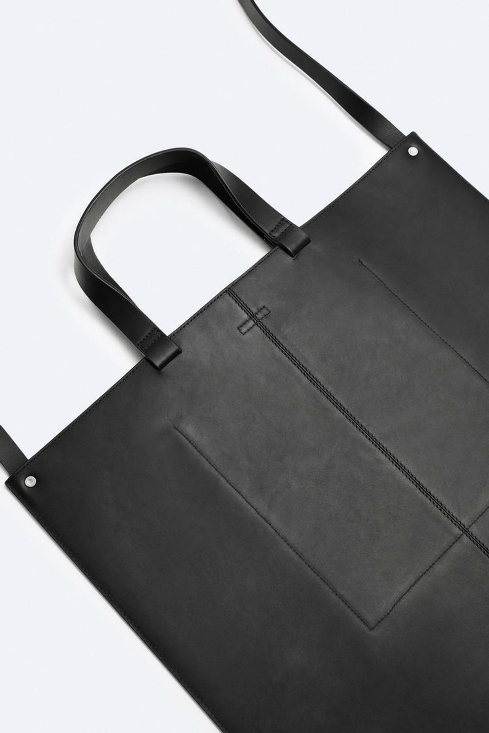 ZARA ПЛОСКАЯ КОЖАНАЯ СУМКА ДЛЯ ПОКУПОК, ЧЕРНЫЙ