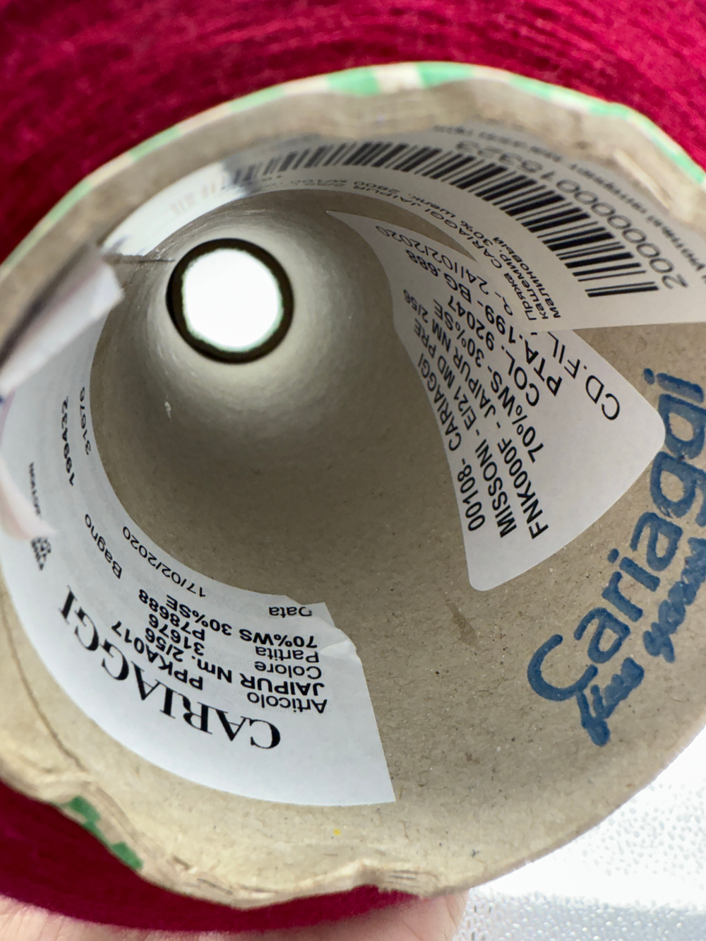 Пряжа CARIAGGI JAIPUR 2/56 (70% кашемир, 30% шелк, 2800 м/100 гр, малиновый