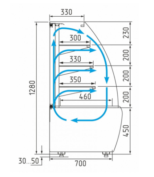 Кондитерская витрина CARBOMA FLANDRIA STANDARD K70 VM 0,6-2 открытая
