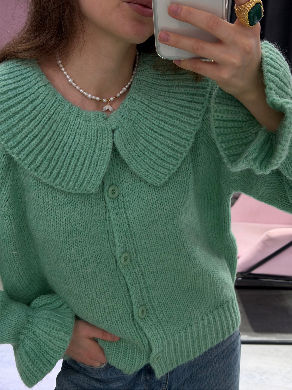 Кардиган с воротничком Candy зеленый