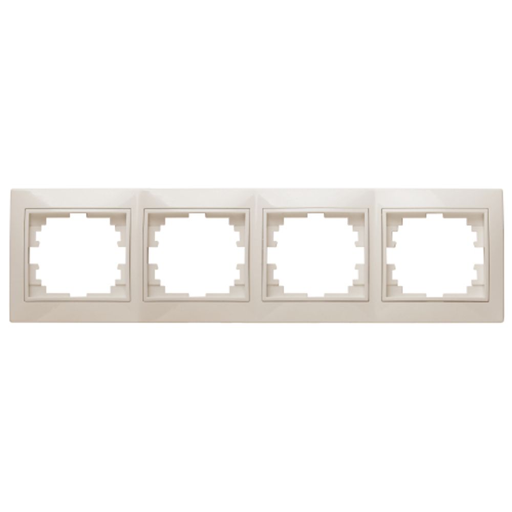 Рамка для розеток и выключателей Intro Plano 1-504-02 на 4 поста горизонтальная, СУ, слоновая кость