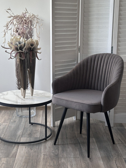 Стул ШЕЛЛ 360 град. поворот. B28 Темно-серый, велюр / черный каркас, М-City