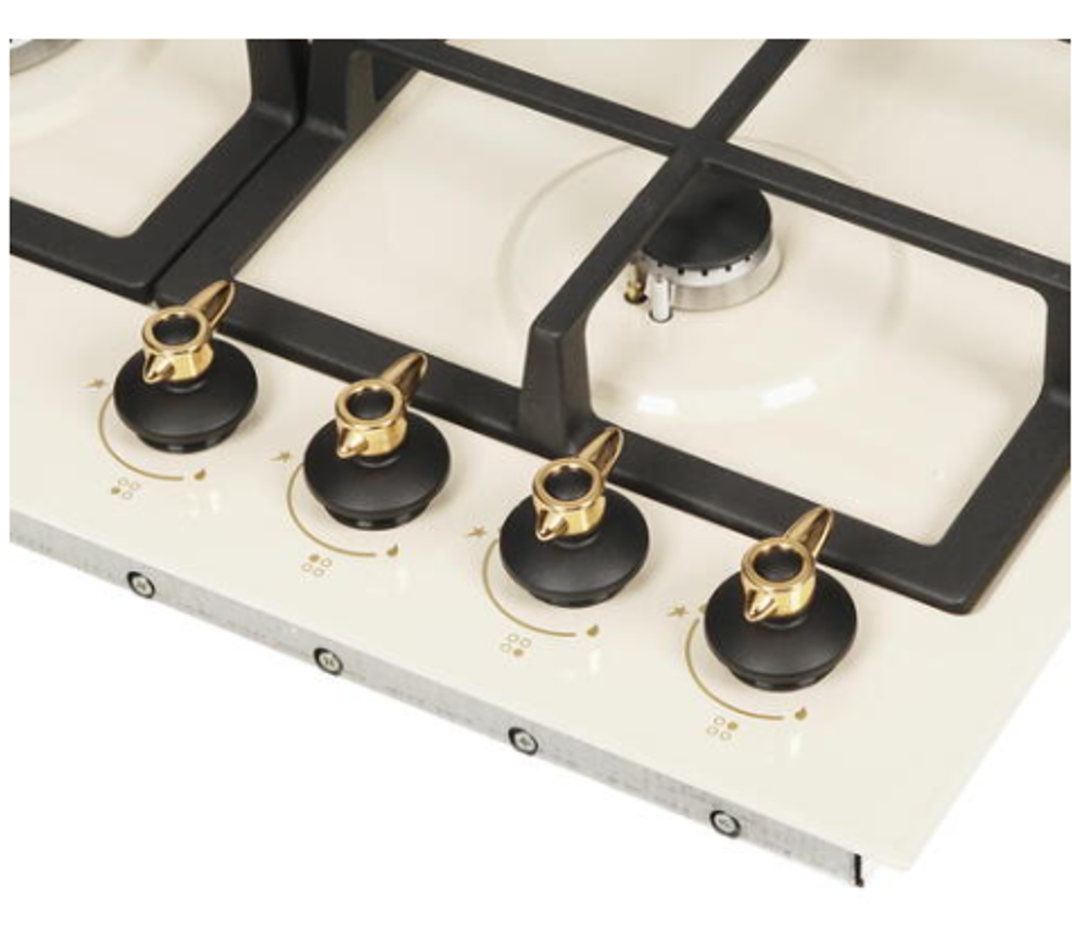 Поверхность варочная  ДеЛюкс TG4_750231F-078 (топленое молоко,ручки золото,газ/к., 51*60) Россия