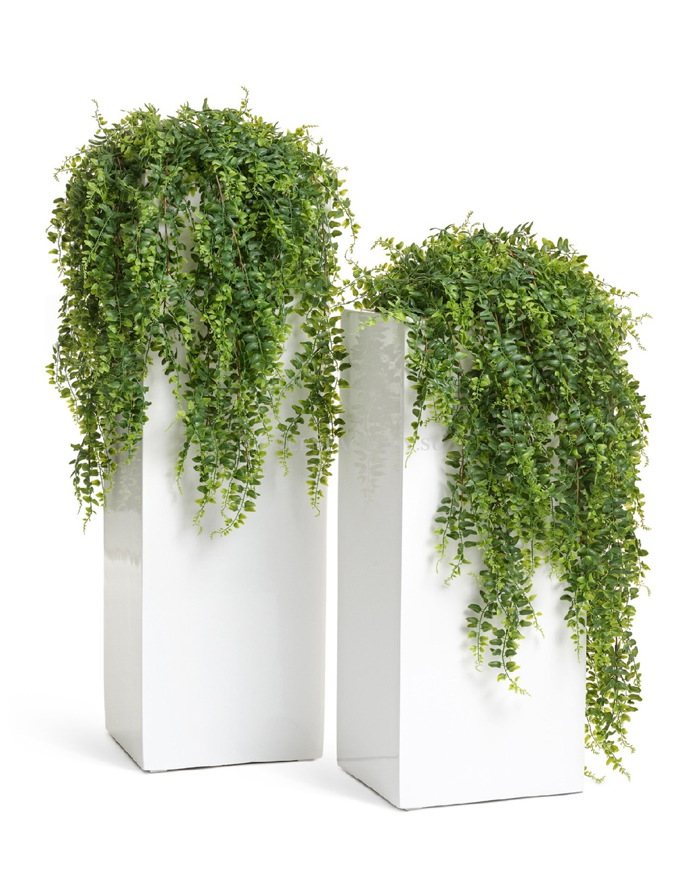 Кашпо TREEZ Effectory - серия Gloss - Высокий куб - Белый глянцевый лак