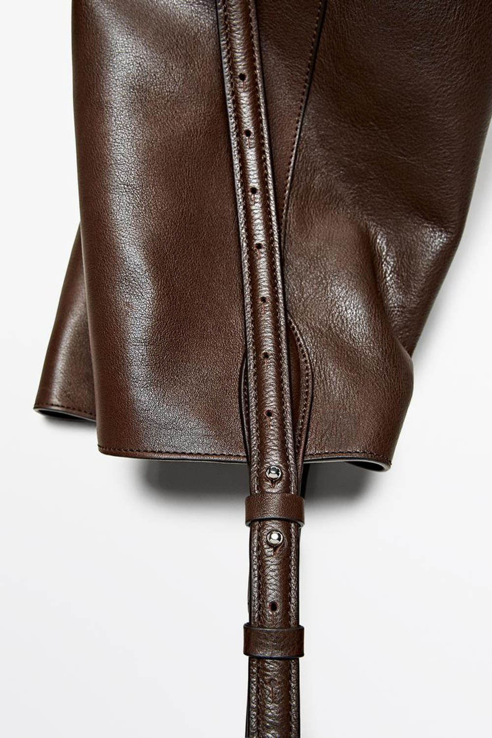 Massimo Dutti Сумка-мешок из кожи наппа, коричневый