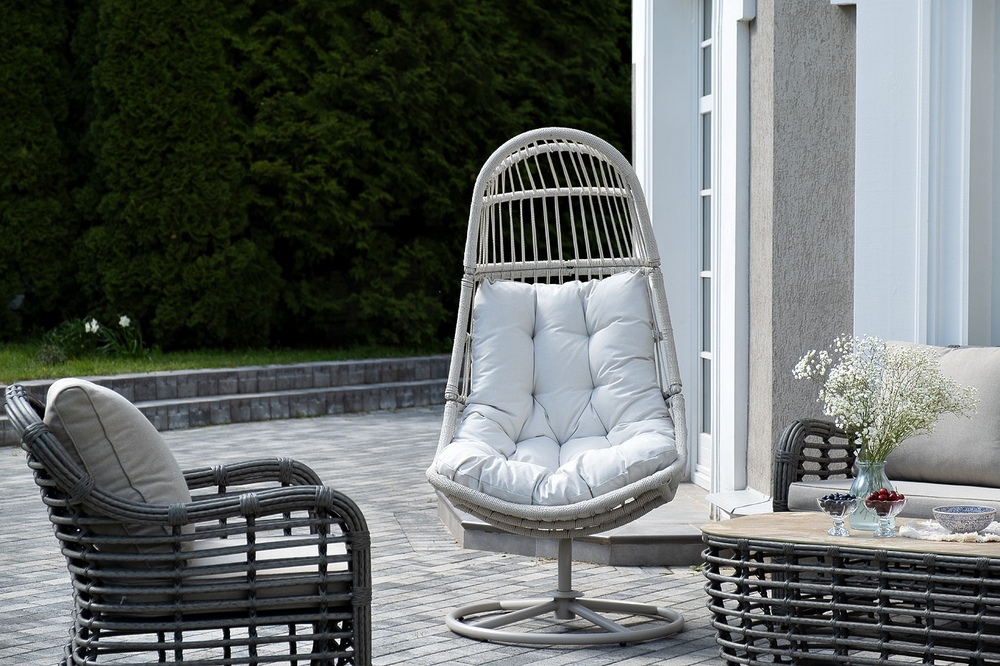 "Севилья" кресло-кокон из искусственного ротанга, цвет светло-серый