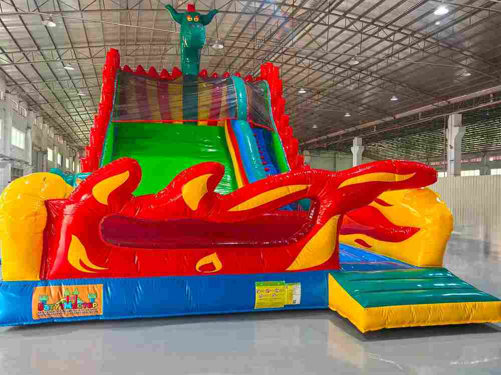 Коммерческий надувной батут-горка «Огненный дракон», 11*6*8,5 м