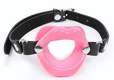 Розовый кляп-губки на черном ремешке (Цвет: розовый с черным)