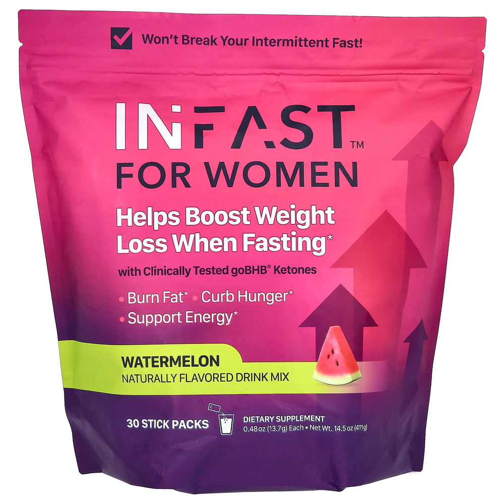 Real Ketones, INFAST, для женщин, арбуз, 30 пакетиков по 0,48 г (0,48 г)