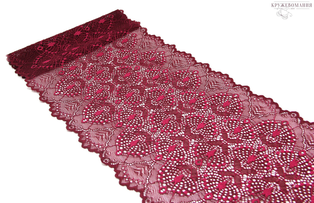 Эластичное кружево, ОПТ, 22 см, бордо, (Арт: EK-1060), м