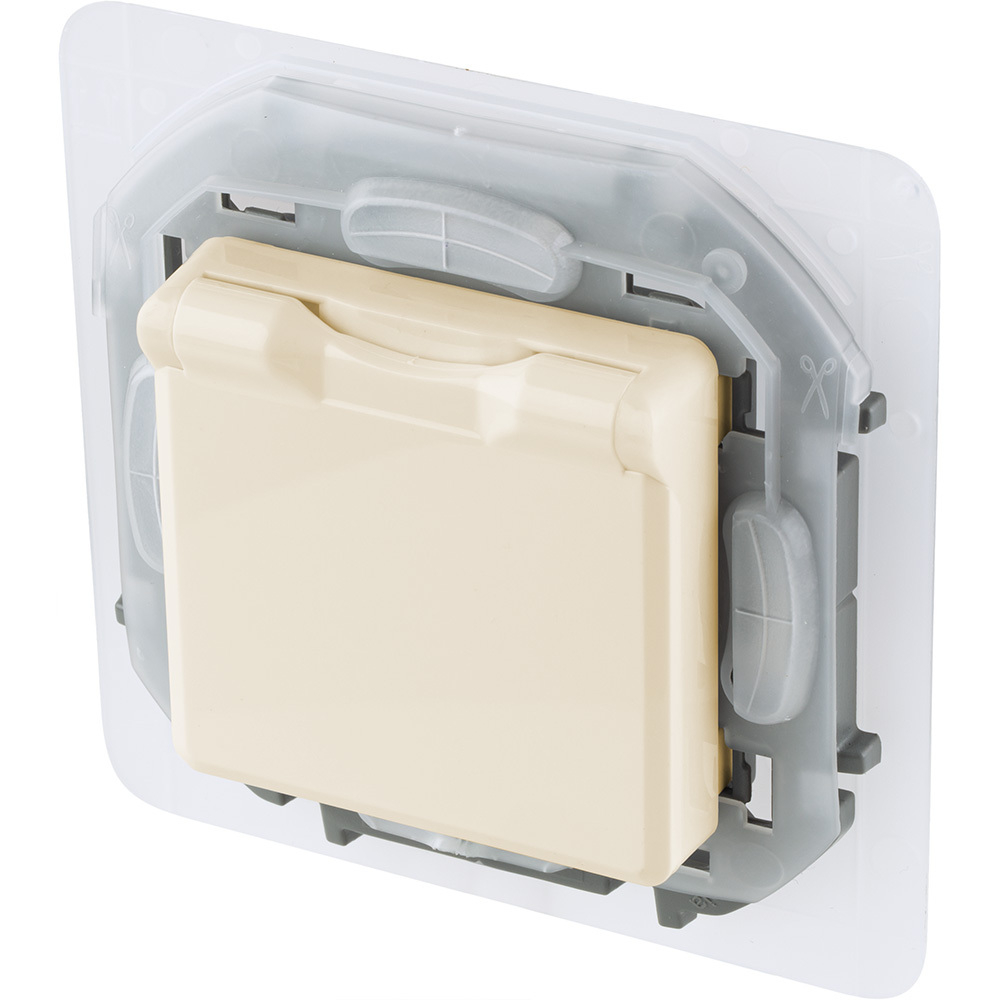 Розетка с заземлением IP44 со шторками с защитной крышкой 16А 250В слоновая кость Inspiria Legrand