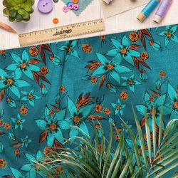 Ткань оксфорд 600 цветы пять лепестков на синем