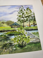 Картина авторская акварельная в паспарту 30х40 см на стену для интерьера "Майское Веребково"