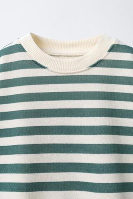 ZARA ТОЛСТОВКА В ПОЛОСКУ, СВЕТЛО-ЗЕЛЕНЫЙ