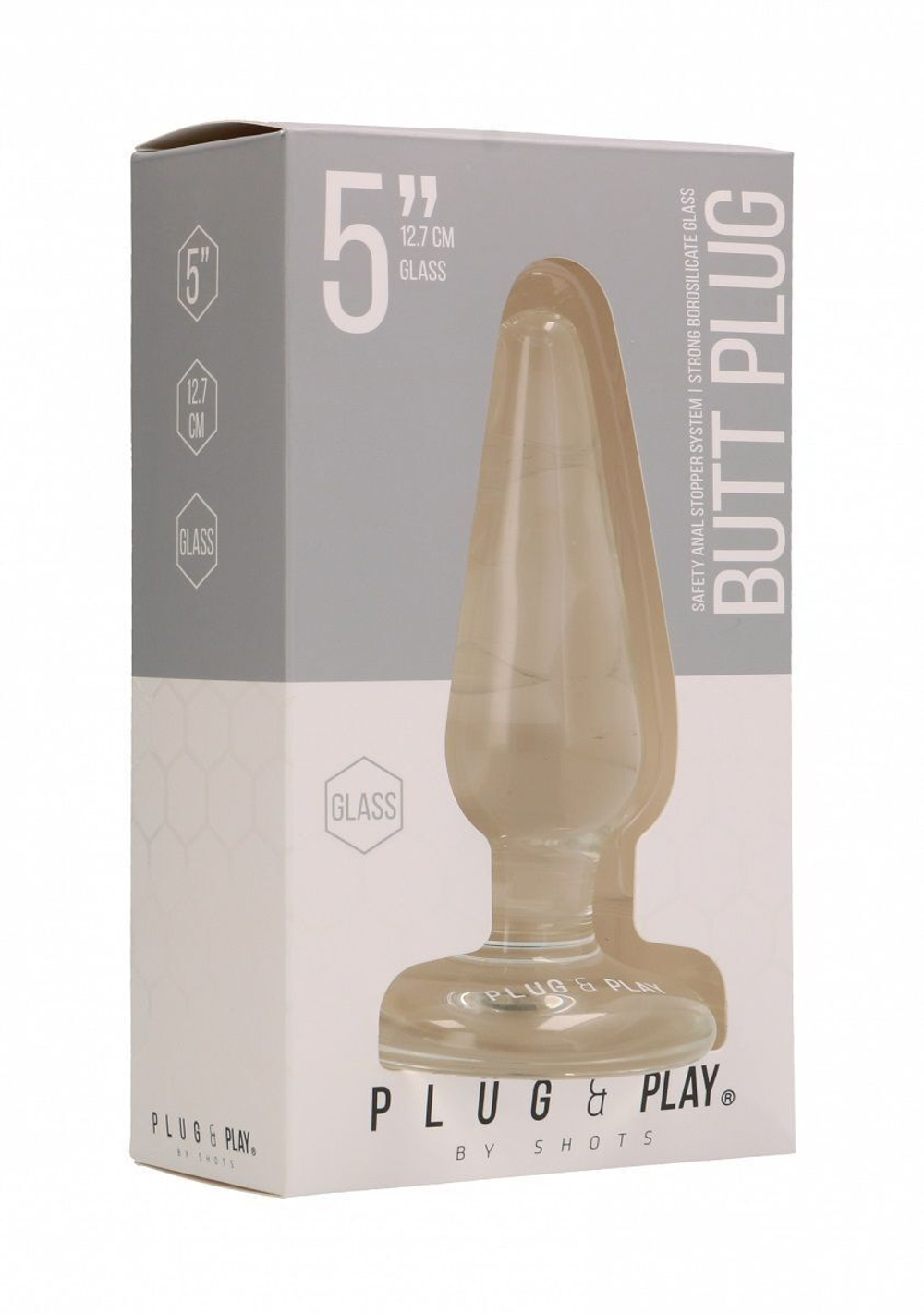 Стеклянная анальная пробка Butt Plug Basic 5 Inch - 12,7 см. (Цвет: прозрачный)