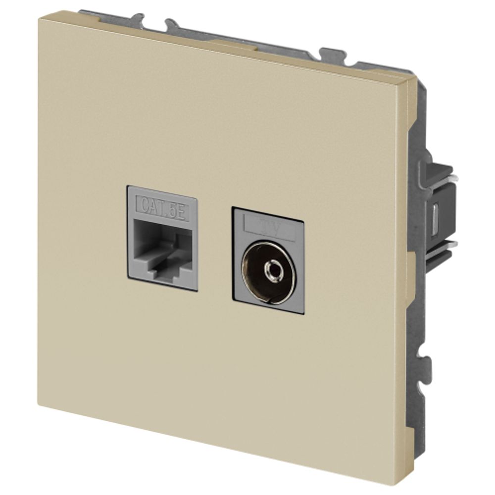 Розетка ЭРА Galaxy 15-3110-04 комбинированная RJ45+TV IP20 шампань | Эра Galaxy