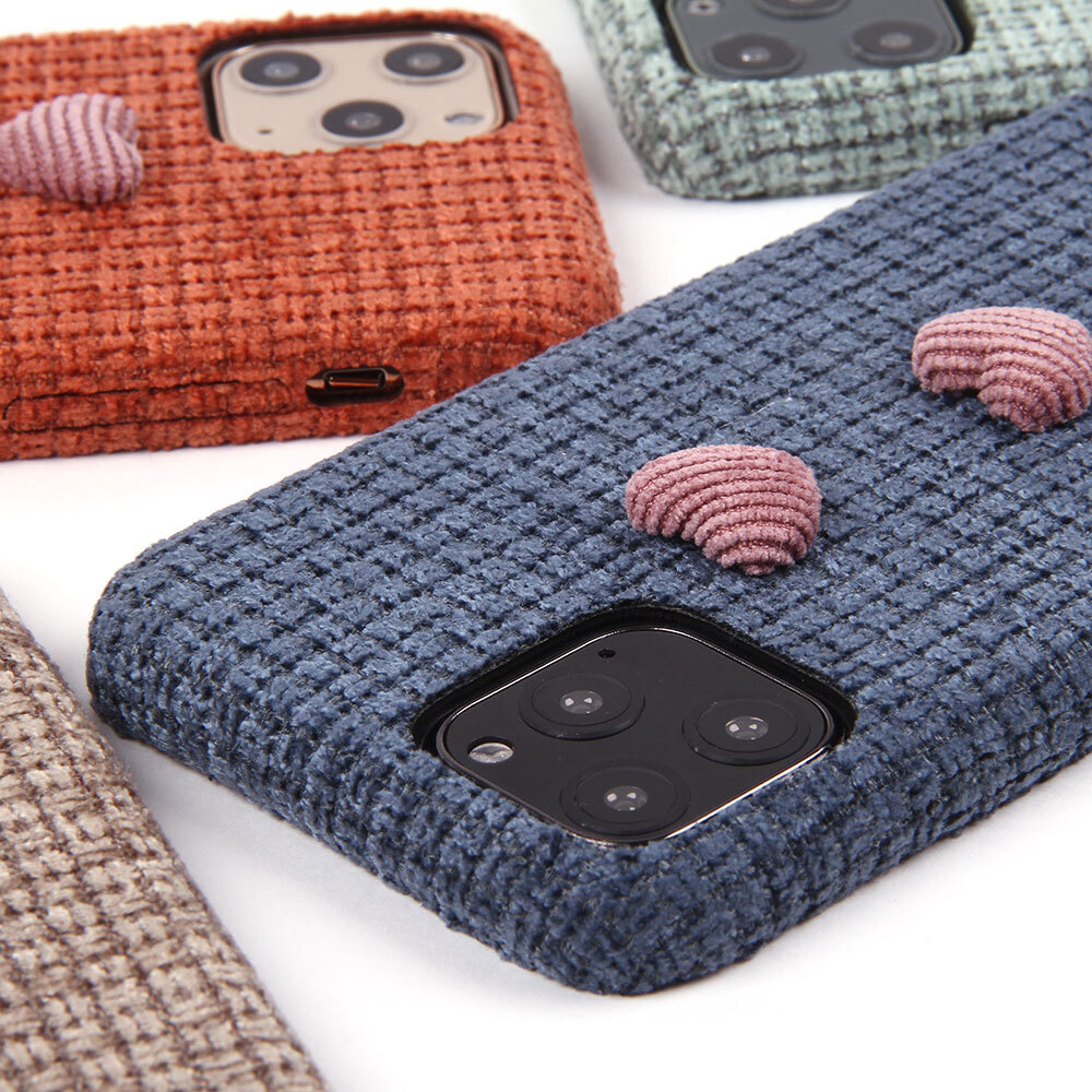 Чехол текстильный с сердечками для iPhone 11 Pro, 011569 Оранжевый