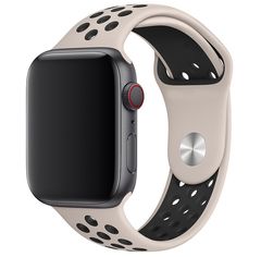 Силиконовый спортивный ремешок с дырочками Sport Band with Holes 38 мм / 40 мм / 41 мм для Apple Watch (Бежевый с черным)