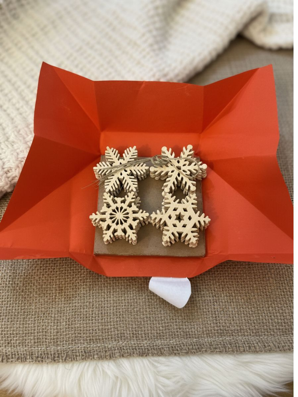 Елочные игрушки, снежинки, деревянные 16 шт