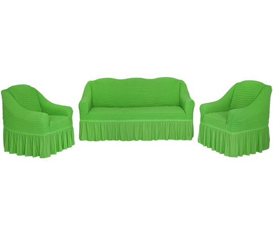 Комплект чехлов на трехместный диван и кресла с оборкой, цвет Фисташковый