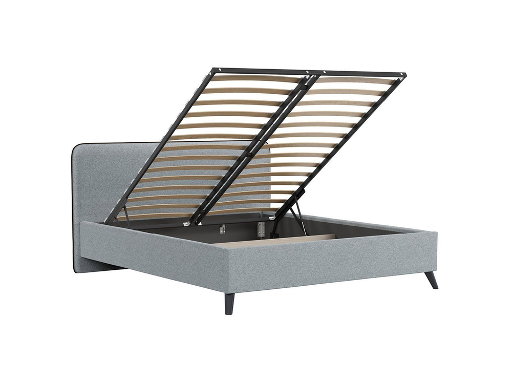 Миа кровать 180 Bravo grey (серый) / кант Лайт 10 Велюр (коричневый)