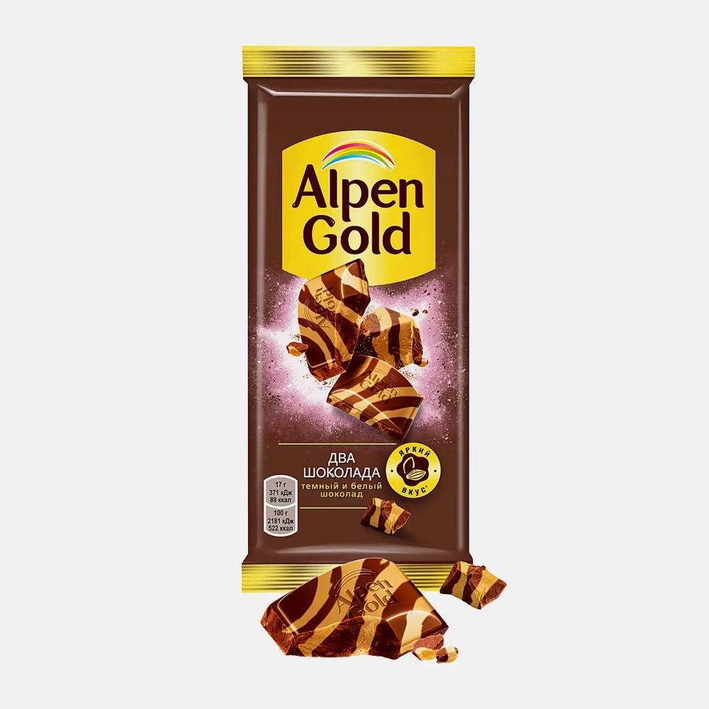 Шоколад Alpen Gold Два шоколада темный и белый 80г