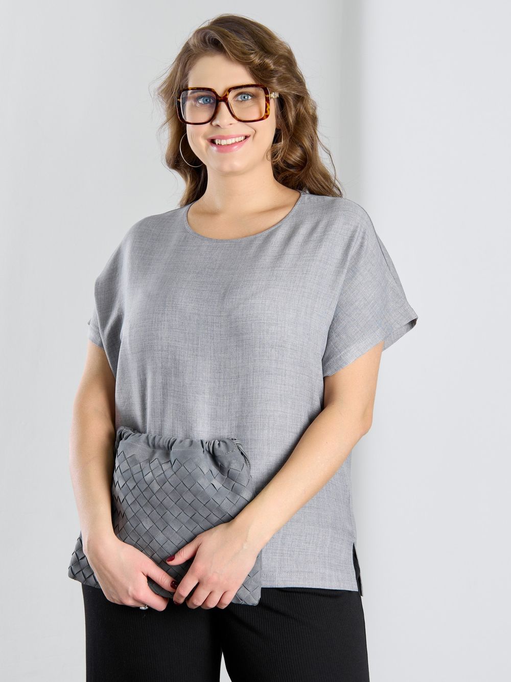 Блузка Женский каприз-3 Виотекс СЕРЫЙ (Акция)