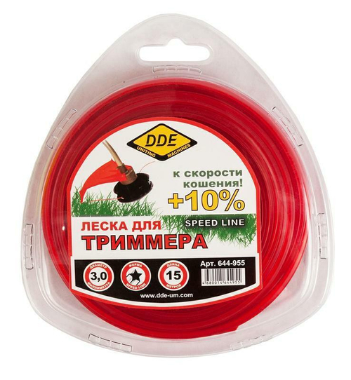 Корд триммерный DDE "Speed Line" (звезда) 3,0ммх15м,красный 644-955