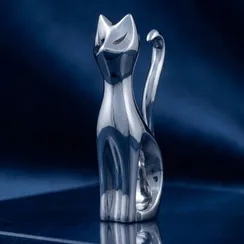 Кольцедержатель Кошка сидит - фигурка из бронзы с никелевым покрытием