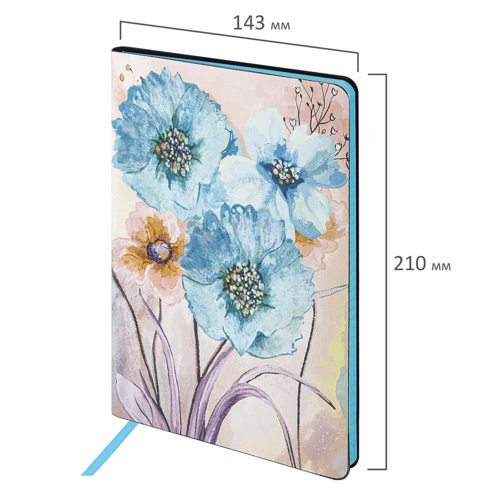 Блокнот А5 (143x210 мм) BRAUBERG VISTA "Delicate flowers" под кожу гибкий 80 л. (2 штуки в упаковке)