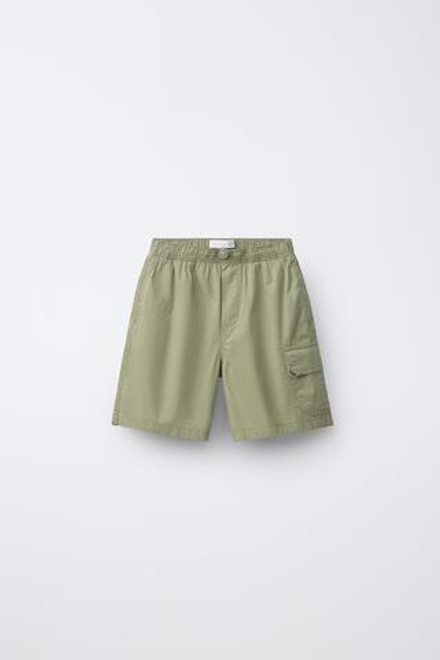 ZARA ШОРТЫ КАРГО, ЗЕЛЕНЫЙ