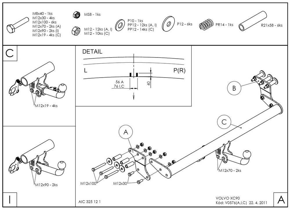 Фаркоп оцинкованный Galia V057C для Volvo XC90 2003-2015(паспорт и сертификат в комплекте)(без электрики)