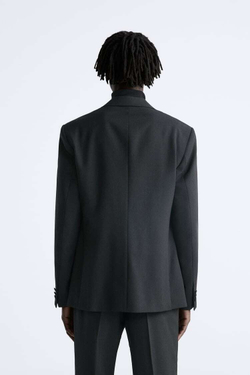 ZARA КОСТЮМНЫЙ БЛЕЙЗЕР, СКРОЕННЫЙ ПОД СМОКИНГ, ЧЕРНЫЙ