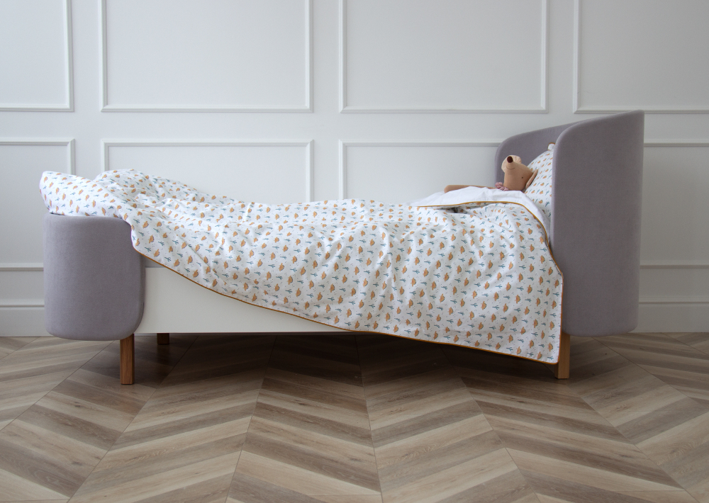 Комплект постельного белья «Жёлтые динозаврики» (кант, сатин)